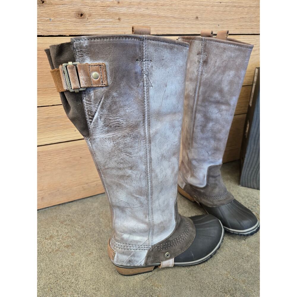 Sorel Slimpack Riding Waterproof Distressed Leather Duck Boots‎ Tusk 6